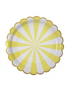 Pratos Riscas Amarelo Neon